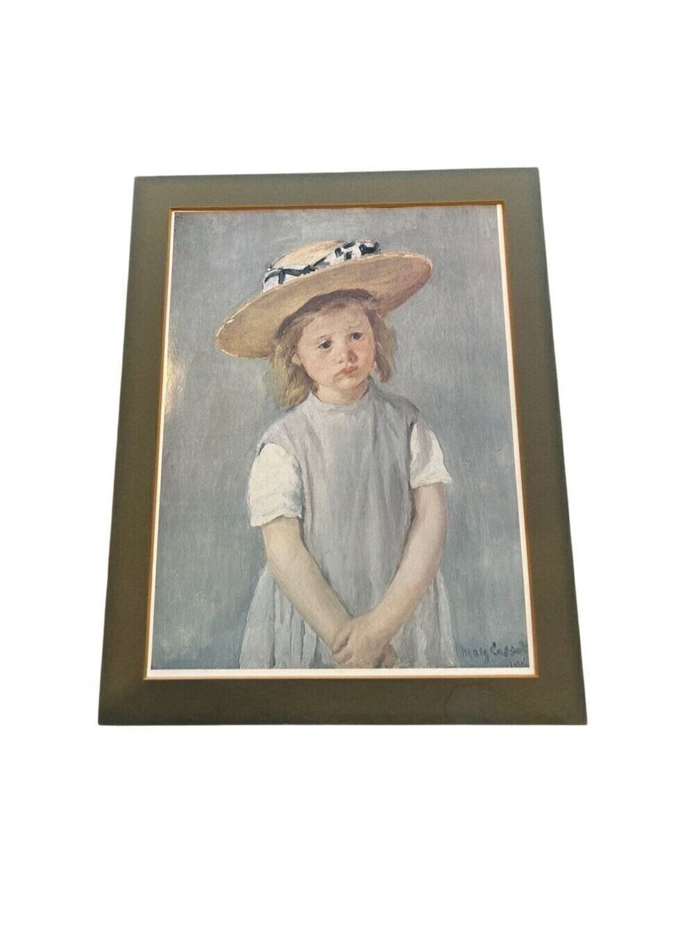 Vintage Child in a Straw Hat 1886 print portrait